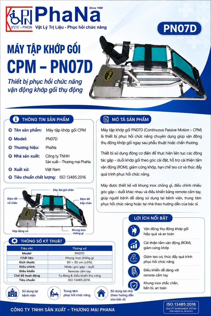 PN07D - Máy tập khớp gối - Continous Passive Motion (CPM)