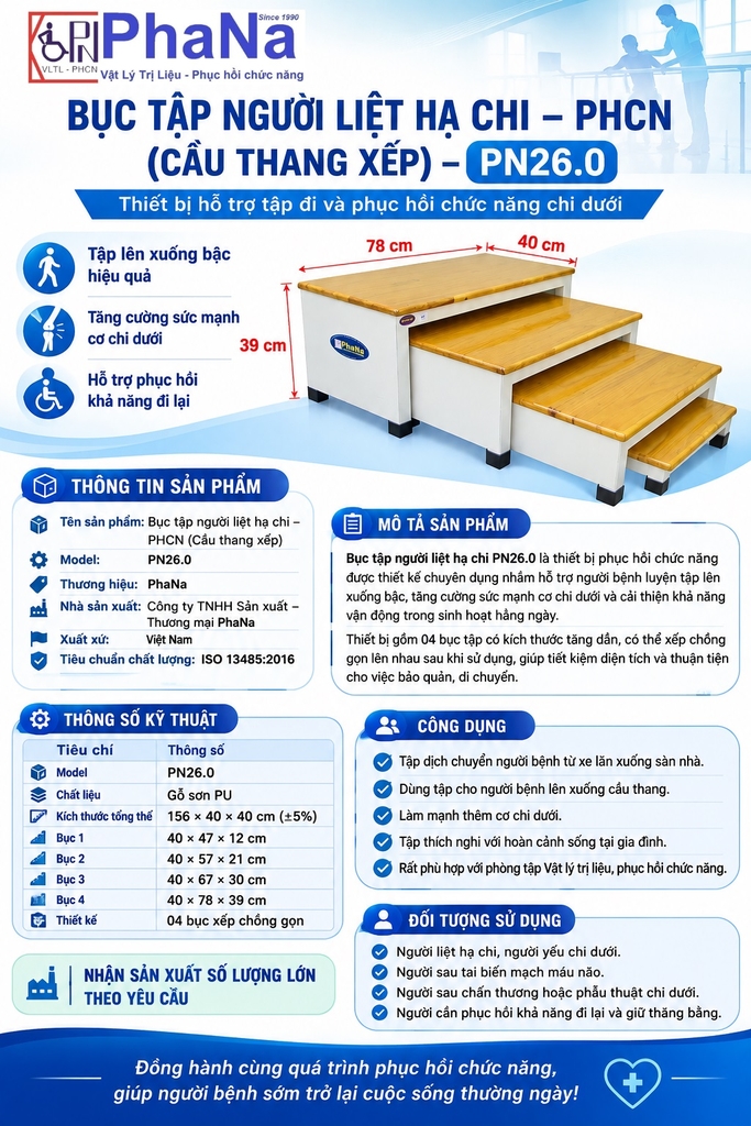 PN26.0 – Bục Tập Người Liệt Hạ Chi – PHCN (Cầu Thang Xếp)