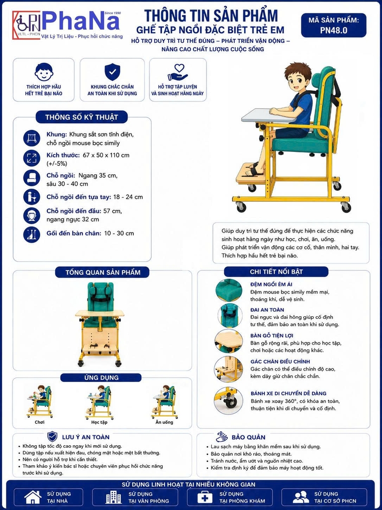 GHẾ TẬP NGỒI ĐẶC BIỆT DÀNH CHO TRẺ EM - PN48.0