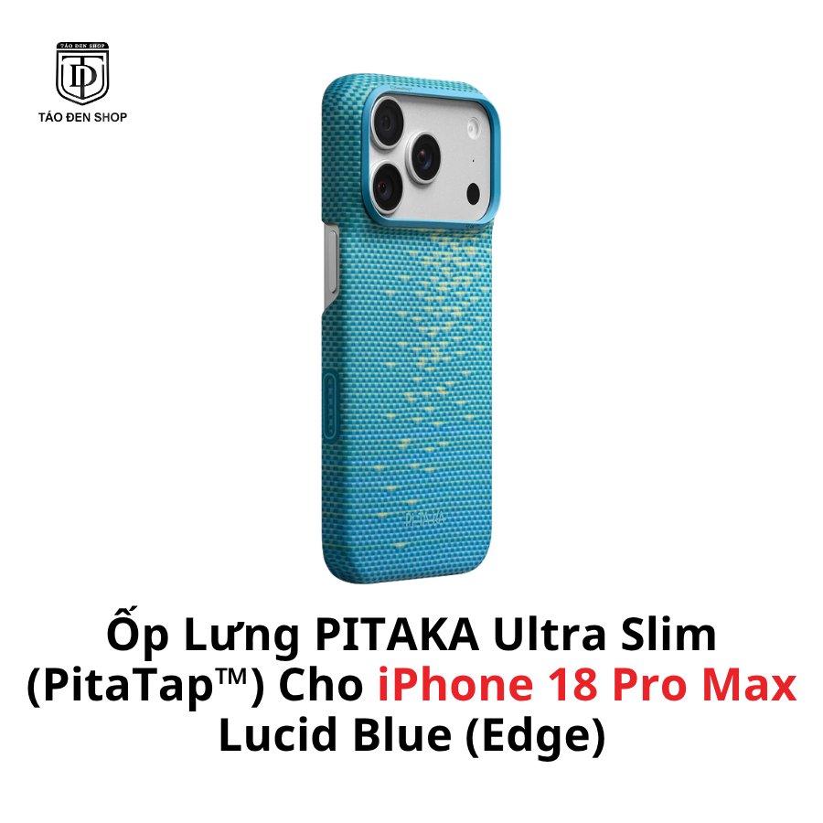 Ốp Lưng PITAKA Ultra Slim (PitaTap™) Cho iPhone 18 ProMax – Lucid Blue (Edge)