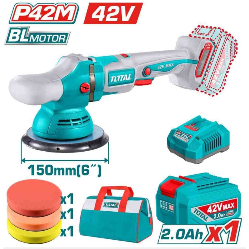 Máy đánh bóng dùng pin 42V Total TAPLI42151 150mm (1 Pin 2.0Ah, 1 Sạc)