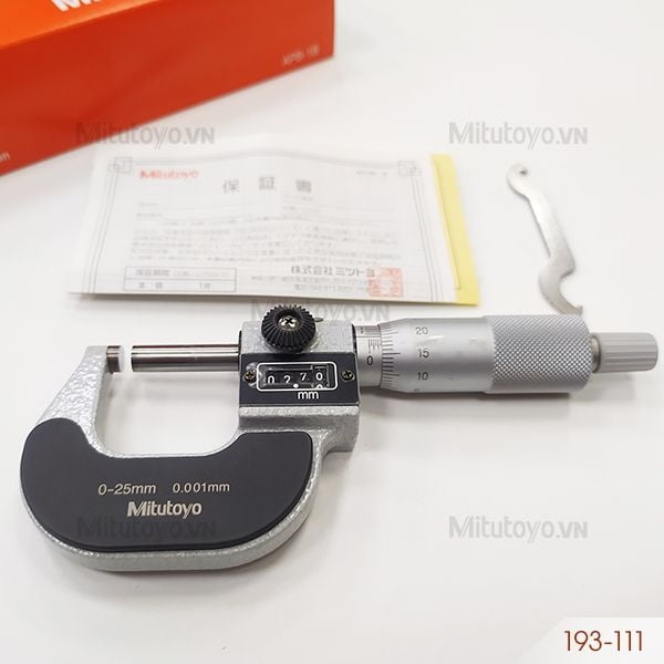 Panme đo ngoài hiển thị số 0-25mm/0.001mm Mitutoyo 193-111