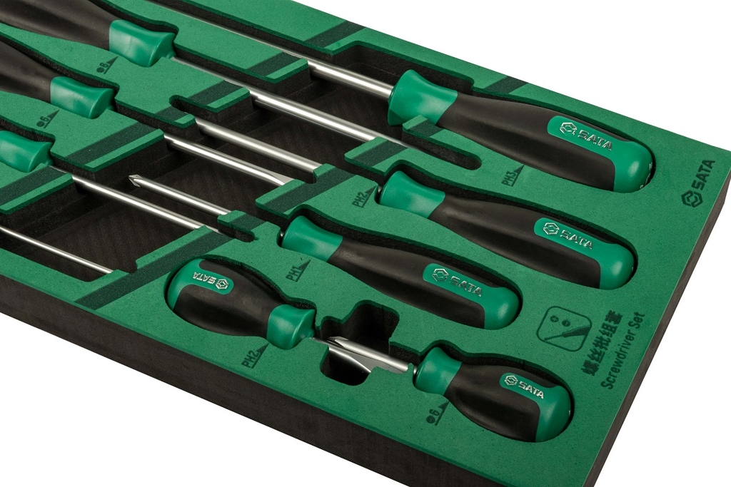 Bộ tuốc nơ vít đầu dẹp-chữ thập SATA 1 bộ 9 cái 09913A