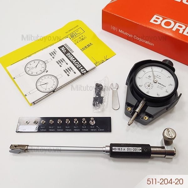 Bộ đồng hồ đo lỗ 10-18.5mm/0.01mm Mitutoyo 511-204-20