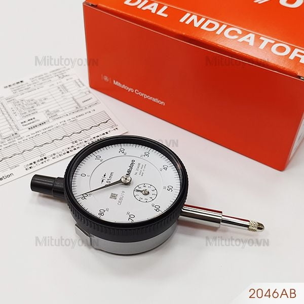 Đồng hồ so cơ khí 0-10mm/0.01mm Lưng phẳng Mitutoyo 2046AB