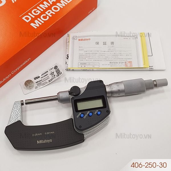 Panme điện tử đo ngoài không xoay 0-25mm/0.001mm Mitutoyo 406-250-30