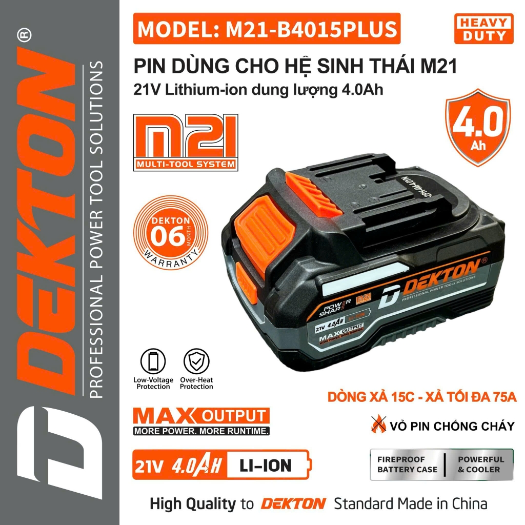 Pin 21V/4.0Ah Dekton M21-B4015 Plus