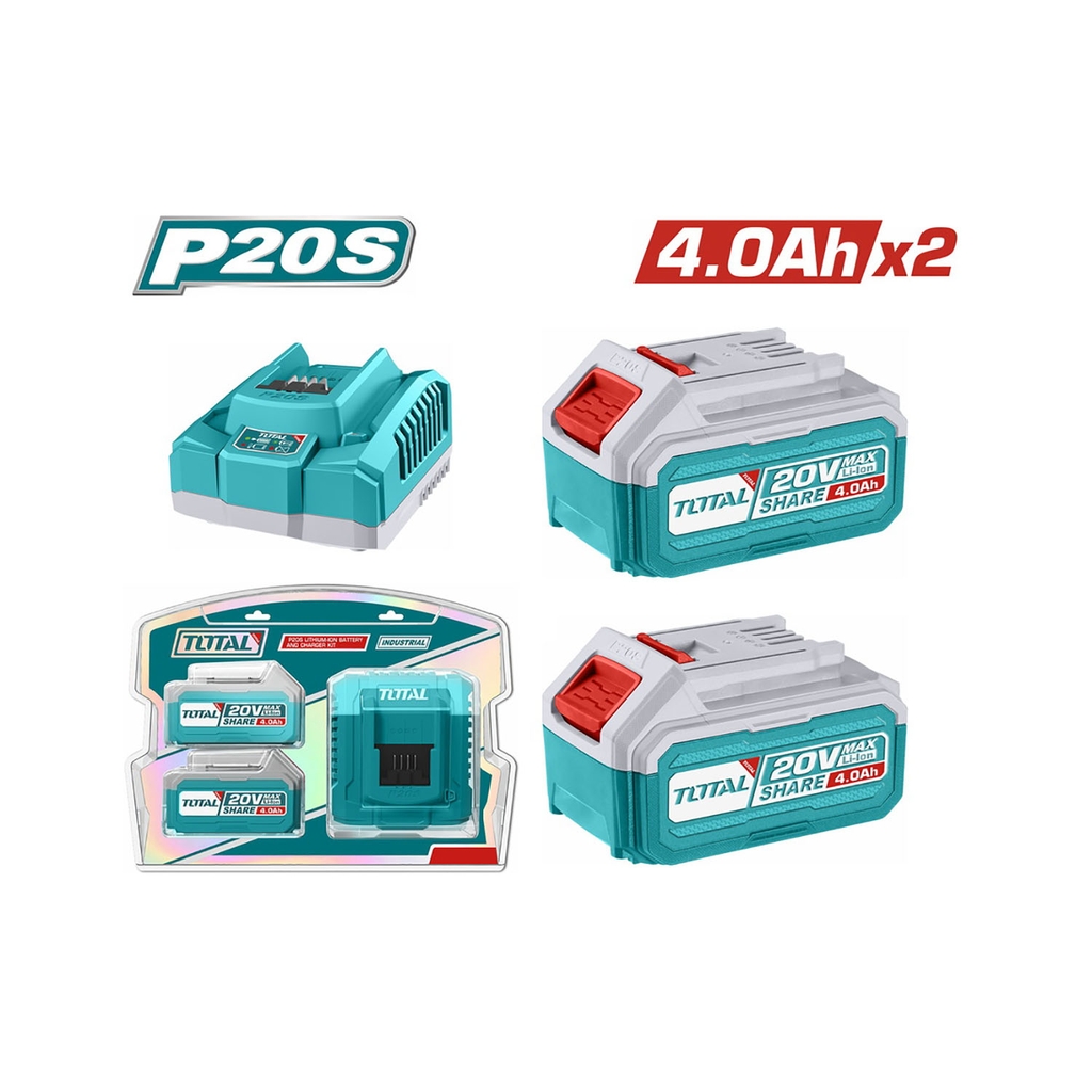 Bộ 2 pinTFBLI2002 và 1 sạc TFCLI20411E dùng pin 20V TFBCPK1424 TOTAL