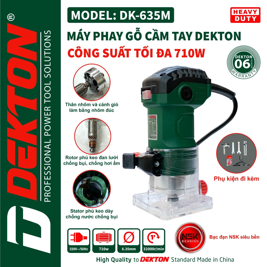Máy phay gỗ dùng điện Dekton DK-635M