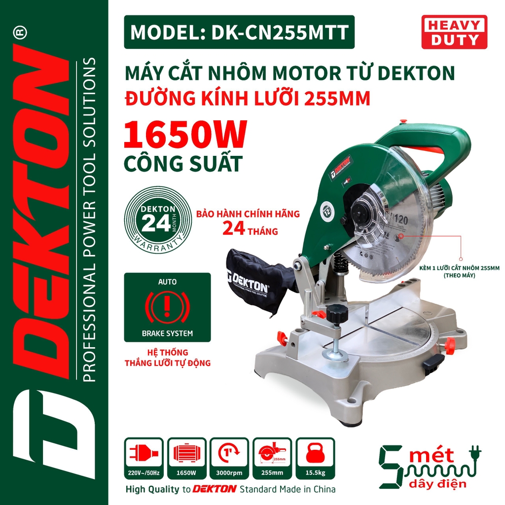Máy cắt nhôm gỗ dùng điện Dekton DK-CN255MTT (Có kèm lưỡi 255mm)
