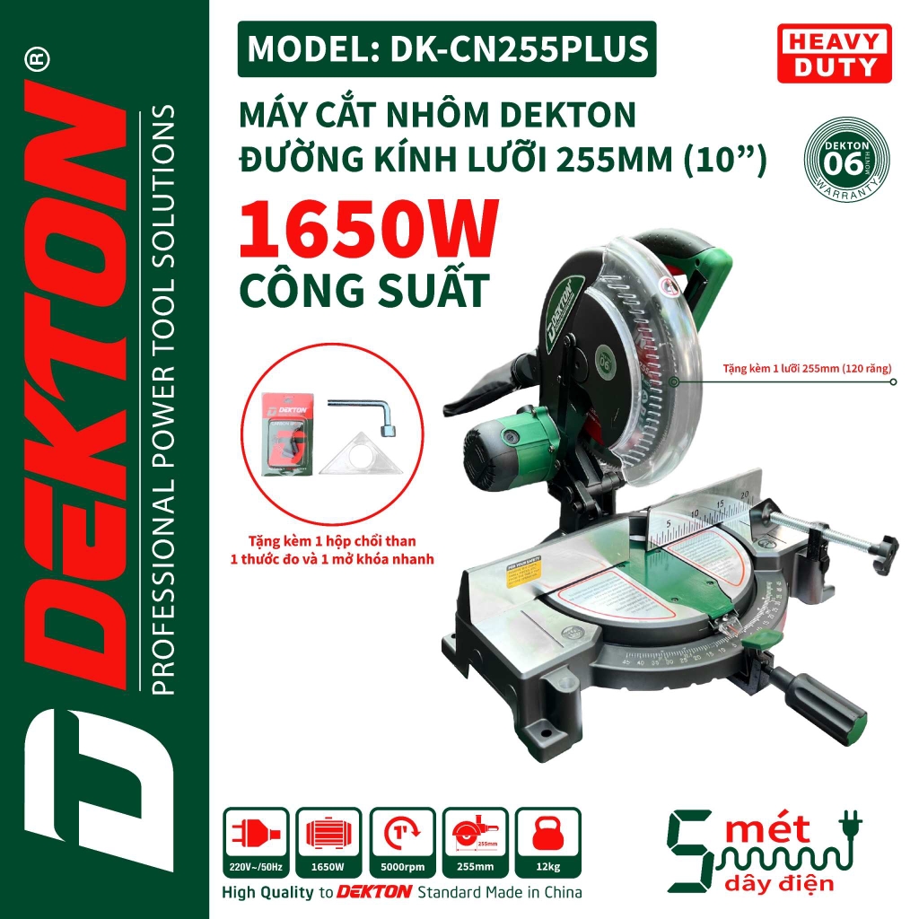 Máy cắt nhôm dùng điện Dekton DK-CN255PLUS (Có kèm lưỡi 255mm)