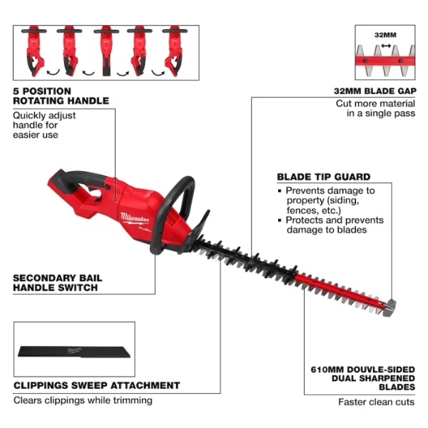 Máy cắt tỉa hàng rào 610mm Milwaukee M18 FHET60G2-0