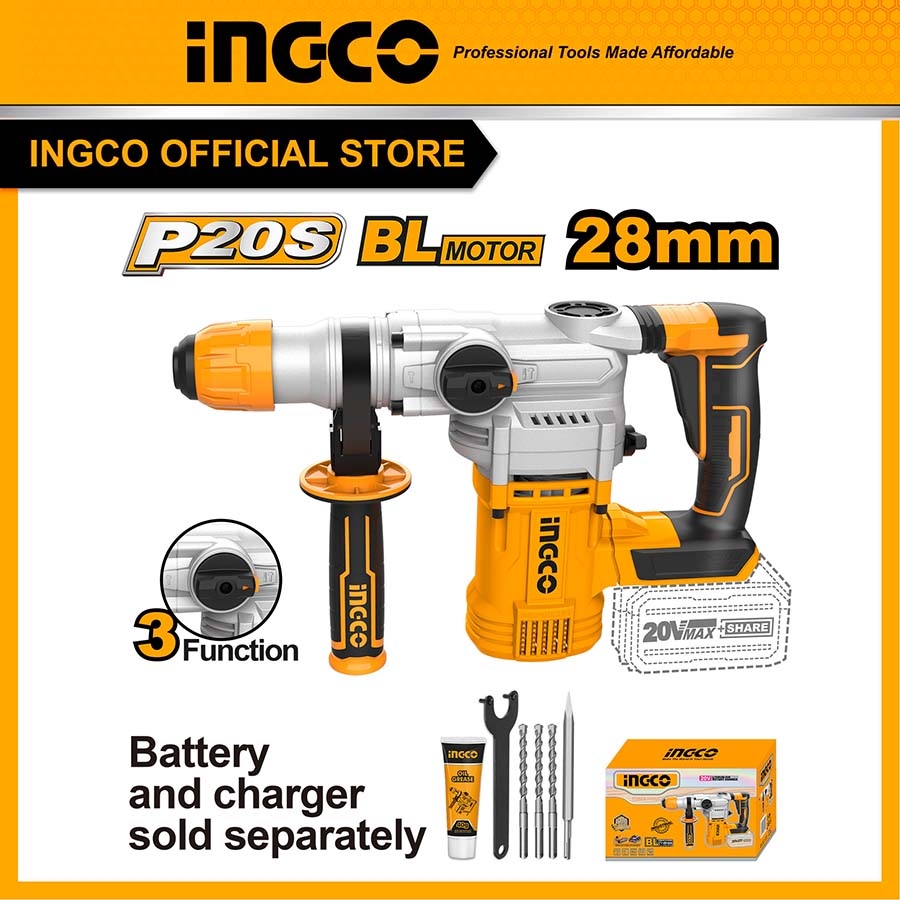 Máy Khoan Đục Dùng Pin 20V- 28Mm (Không Kèm Pin Và Sạc) CRHLI20288 INGCO