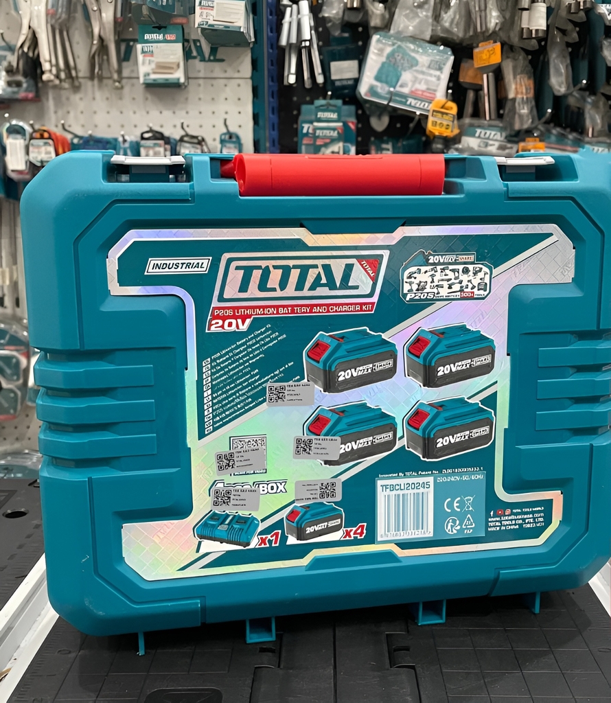Bộ 4 pin TFBLI2053 và 1 sạc đôi TFCLI2034E dùng pin 20V TFBCLI20245 TOTAL