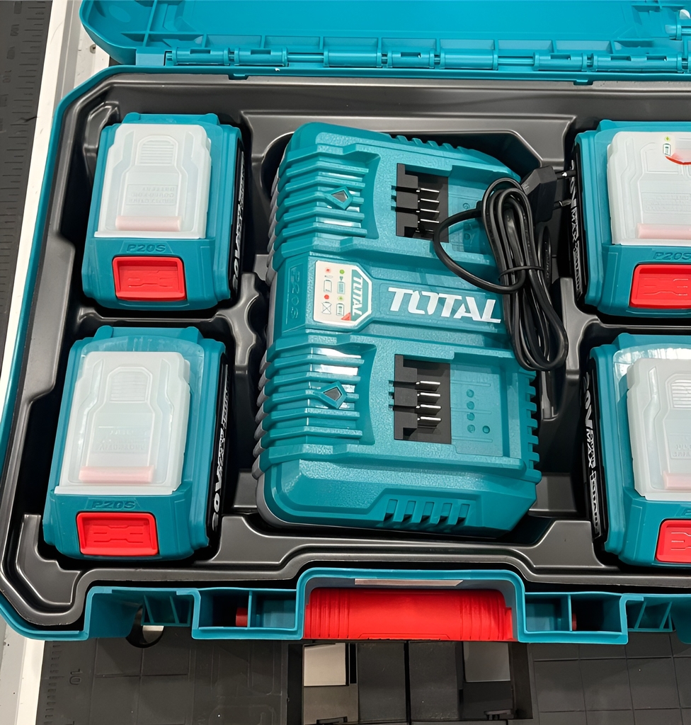 Bộ 4 pin TFBLI2053 và 1 sạc đôi TFCLI2034E dùng pin 20V TFBCLI20245 TOTAL