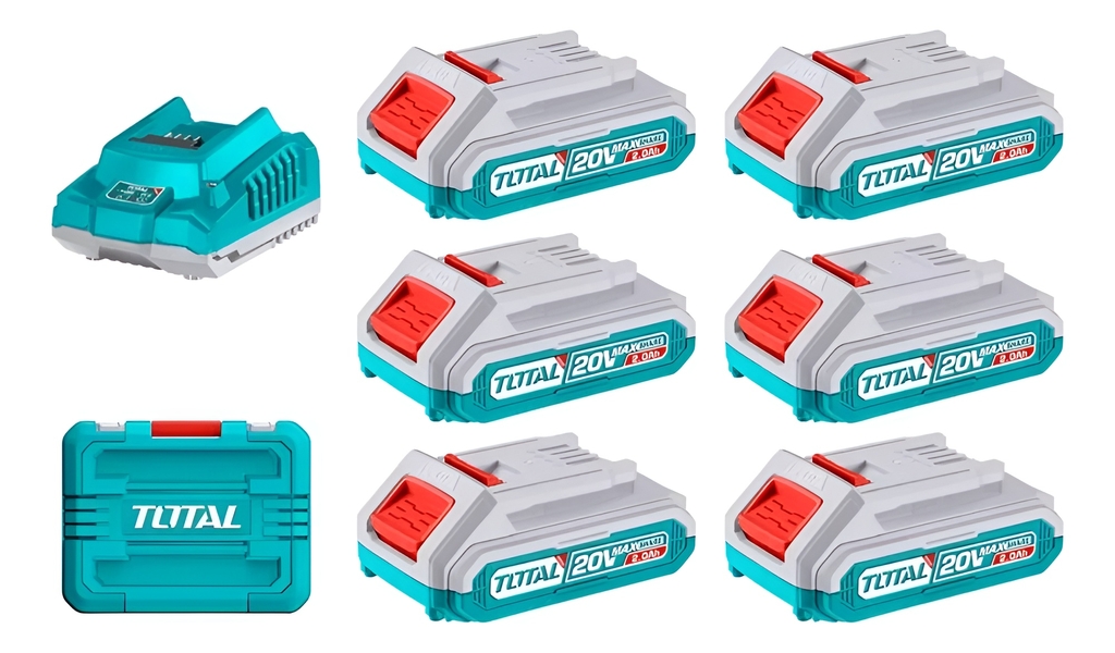 Bộ 6 pin TFBLI20011 và 1 sạc TFCLI2001 dùng pin Lithium-Ion 20V TFBCLI20611 TOTAL
