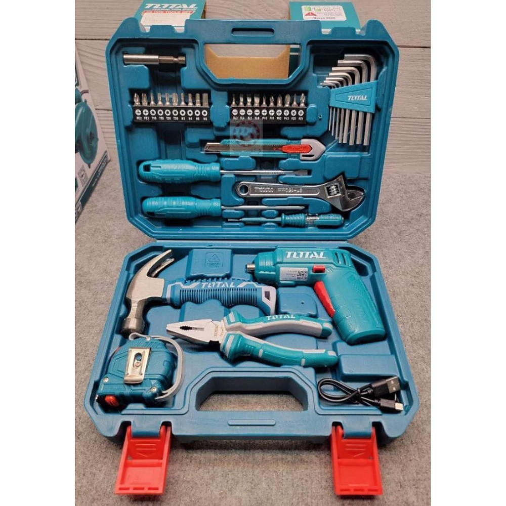 Bộ 38 món bao gồm máy siết vít TSDLI0404 dùng pin 4V THKTHP10386 TOTAL