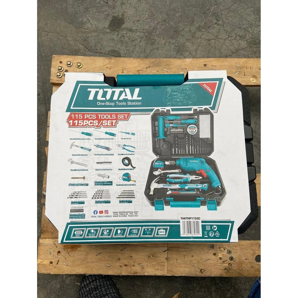 Bộ 115 món bao gồm máy khoan búa TG1061356E THKTHP1152C TOTAL