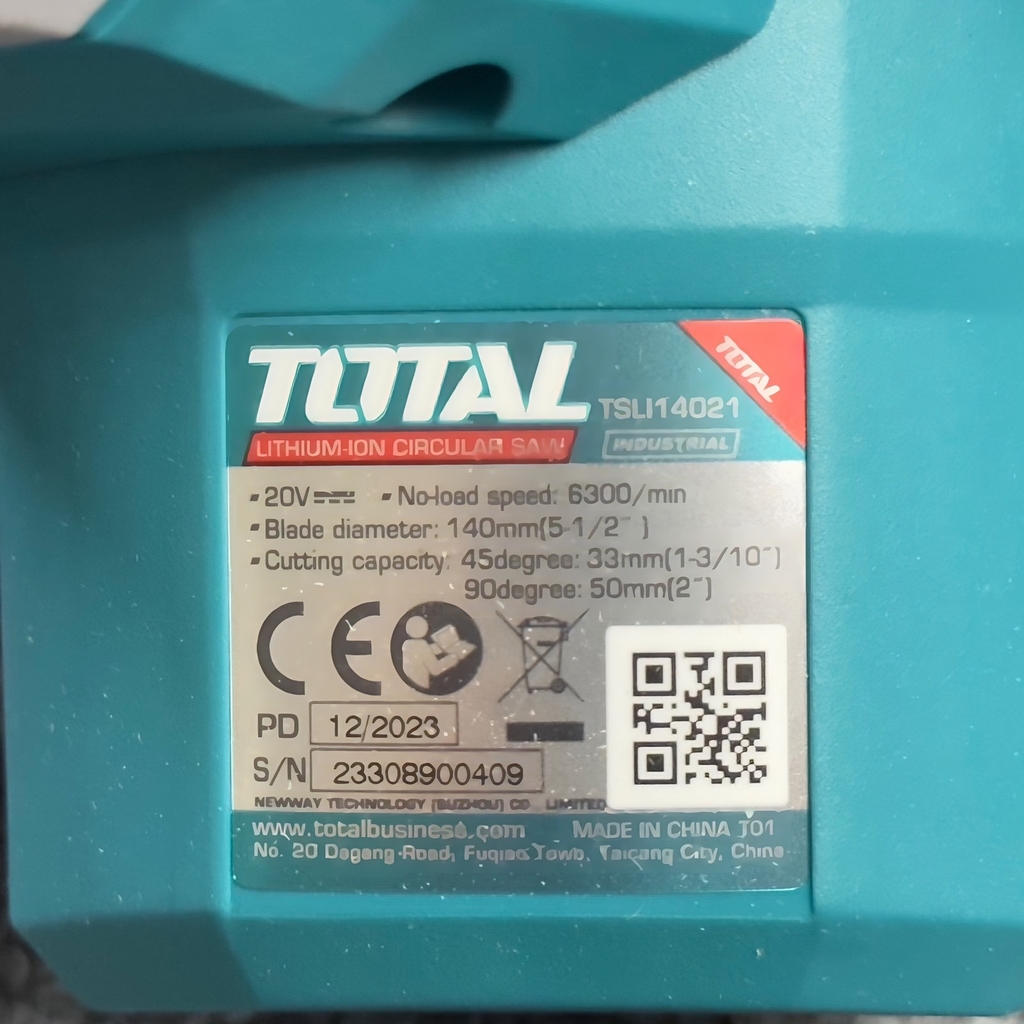 Máy cưa đĩa tròn dùng pin Lithium-Ion 20V TSLI14021 TOTAL