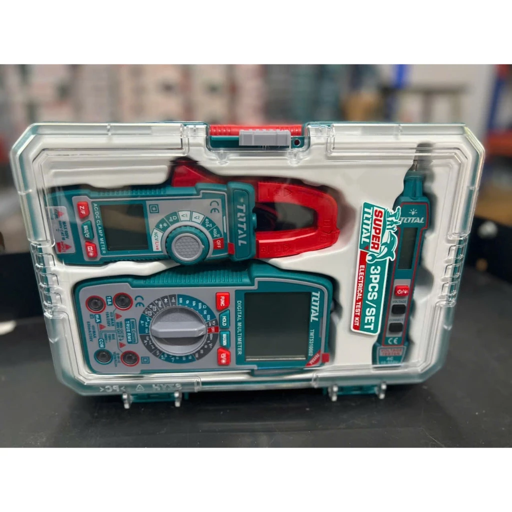Combo cho thợ điện gồm - Bút thử điện THTS33001 & Đồng hồ vạn năng TMT5310002 & Ampe kìm TMT762002 Total TOS24067