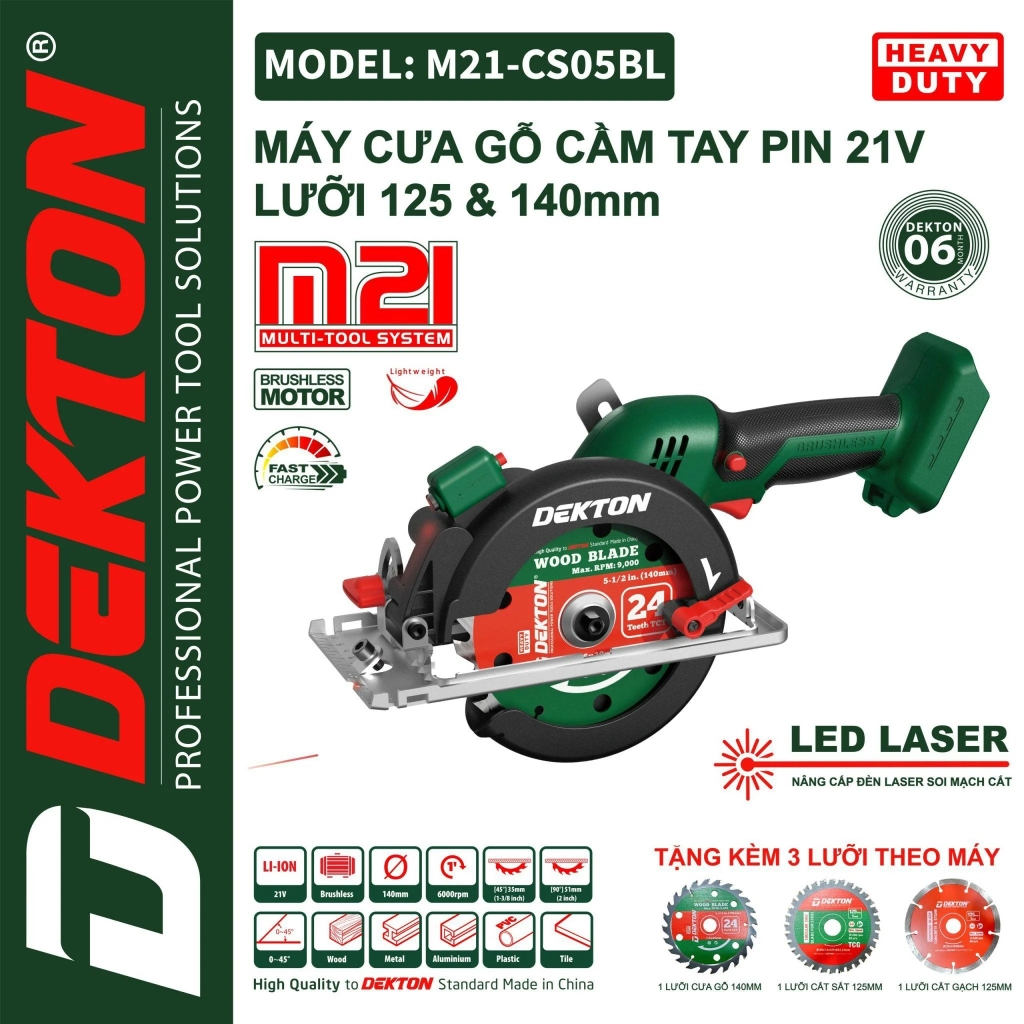 Máy cưa đĩa pin Dekton M21-CS05BL