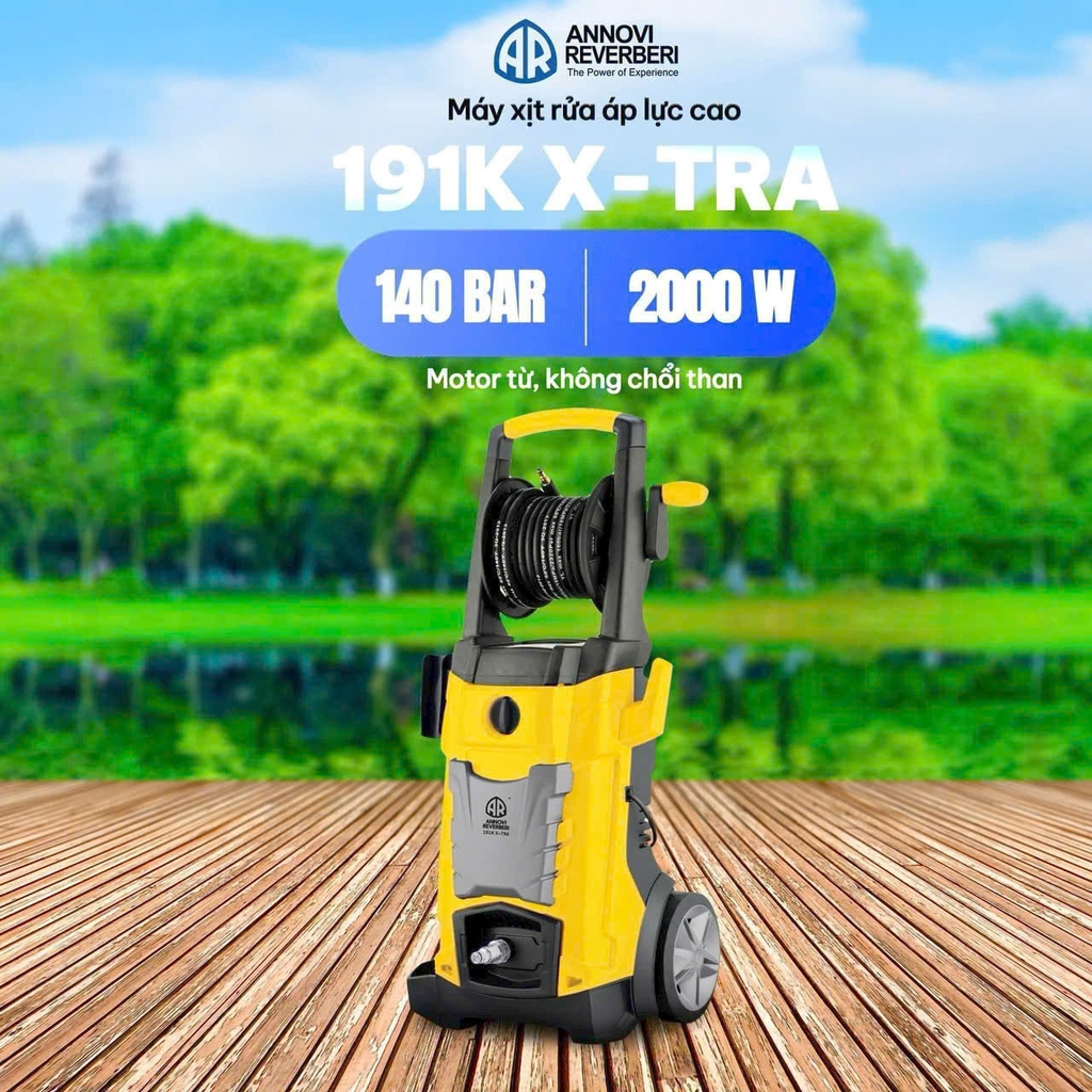 Máy xịt rửa áp lực cao Annovi Reverberi Italy, model 191K X-TRA, motor từ, 140bar-2000W
