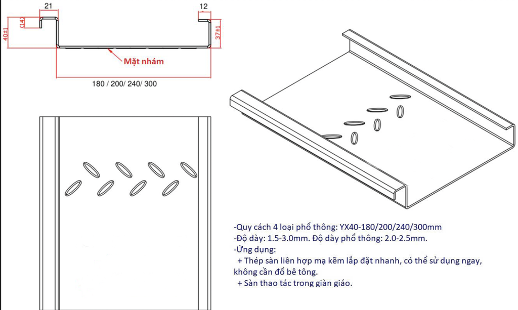 Tấm Sàn Lắp Ghép H40W200