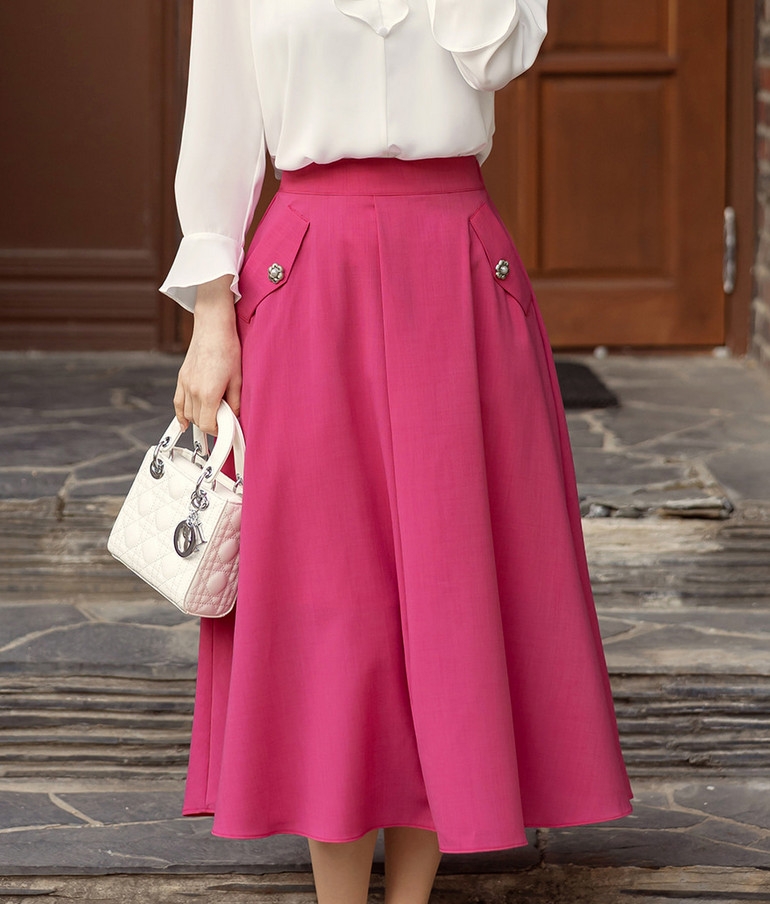 Mua Chân váy dài chân váy midi phong cách vintage Hàn Quốc dáng chữ A nhẹ  tôn dáng cực đỉnh - Yeep