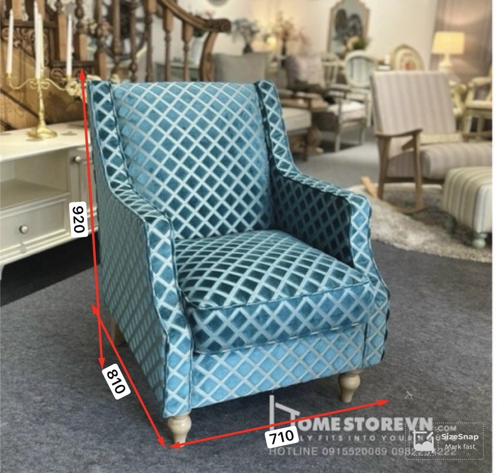 Sofa đơn tay vát lưng cao - Vải 3D - SFD15