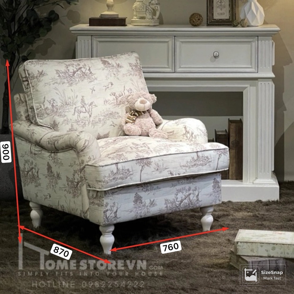 Sofa đơn tay lượn lưng kép -SFD14