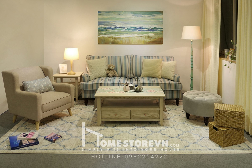 Sofa tay lượn Vintage lưng kép dài 1m8 - SF7
