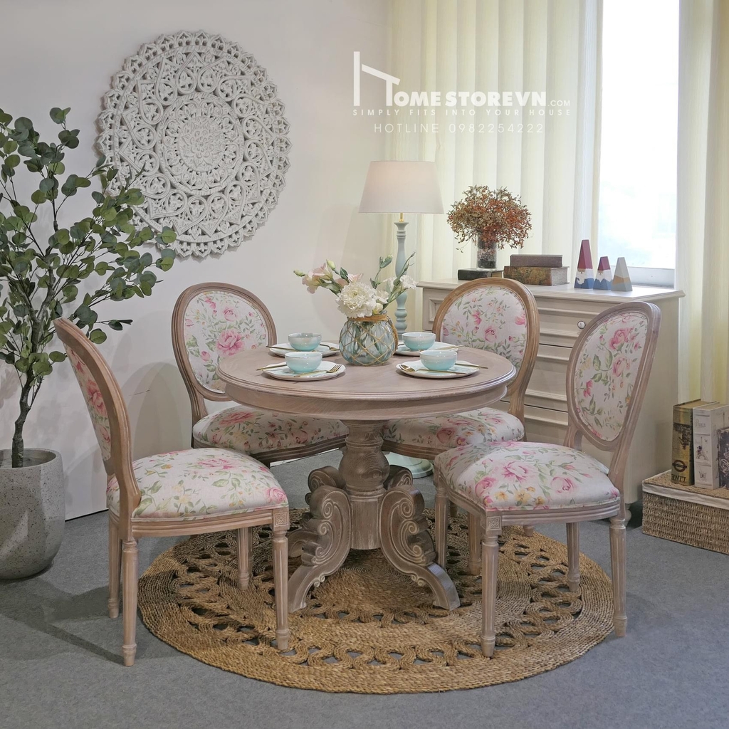 Bàn ăn tròn D= 95cm Vintage - BA1
