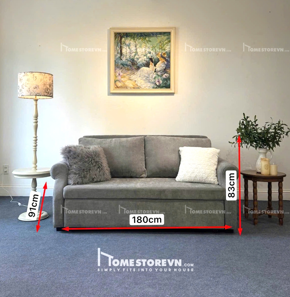 Sofa bed Vintage tay cuộn 1m8 - SF25