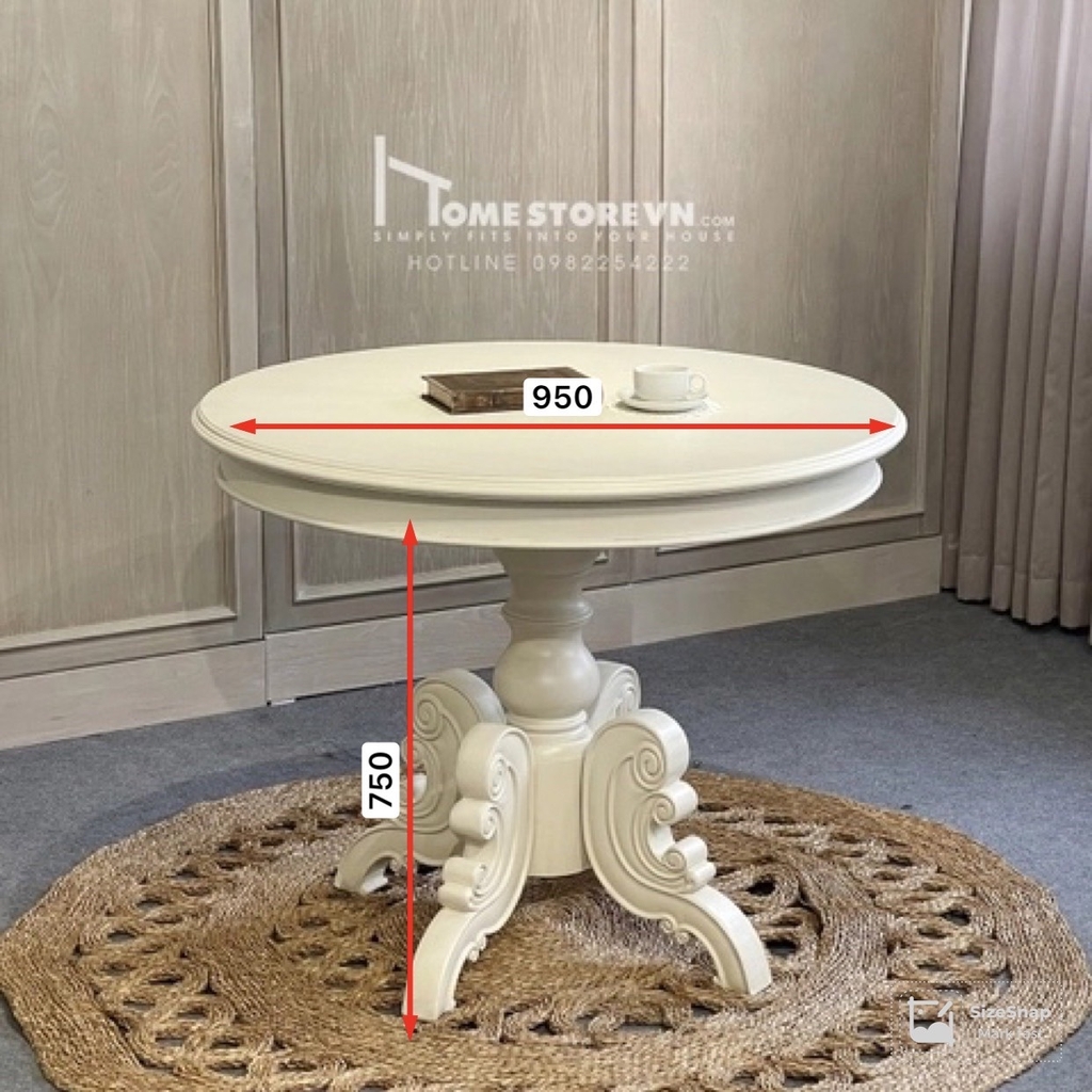 Bàn ăn tròn D= 95cm Vintage - BA1