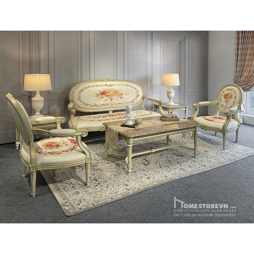 Bàn trà mặt đá cổ điển Royal - BTR5