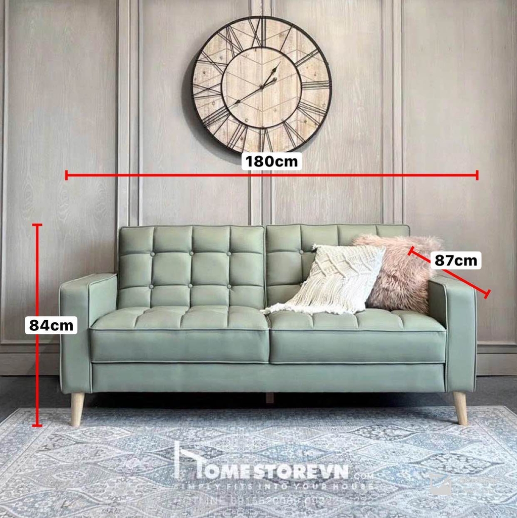 Sofa da cn nút vuông 1m8 - SF22