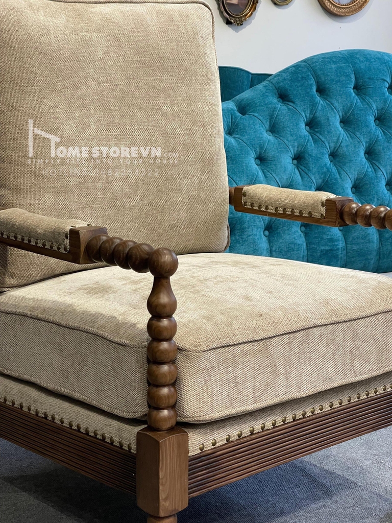 Sofa đơn khung gỗ William - Màu nâu - SFD3N