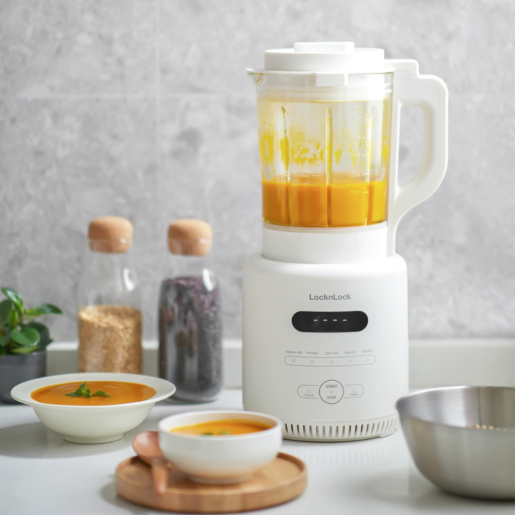 Máy Làm Sữa Hạt, Sữa Ngũ Cốc LocknLock Bianco Heating Blender 1.75L Màu ngà EJM426IVY