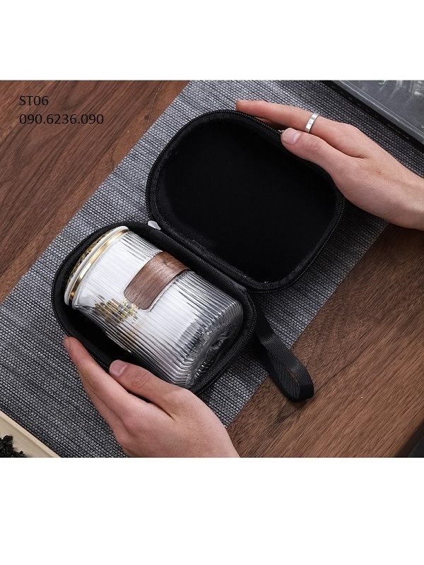 Bộ ấm chén sứ thủy tinh ST07