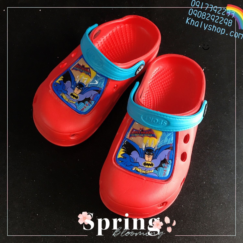 Giày dép sục cross có quai người dơi Batman màu đỏ [size 28] cho trẻ em bé  trai - (Thái Lan) - CROSSBMD28 Khaly Shop
