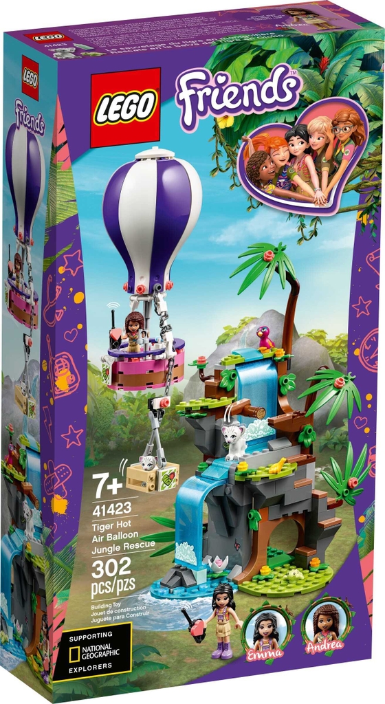 Đồ chơi LEGO Friends 41423 - Khinh Khí Cầu cứu hộ (LEGO 41423 Tiger Hot Air Balloon Jungle Rescue)
