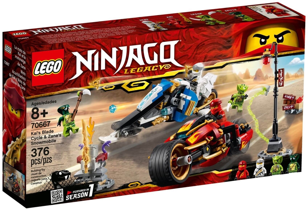 Đồ chơi LEGO Ninjago 70667 - Siêu Xe Lửa của Kai và Xe Băng của Zane (LEGO 70667 Kai's Blade Cycle & Zane's Snowmobile)