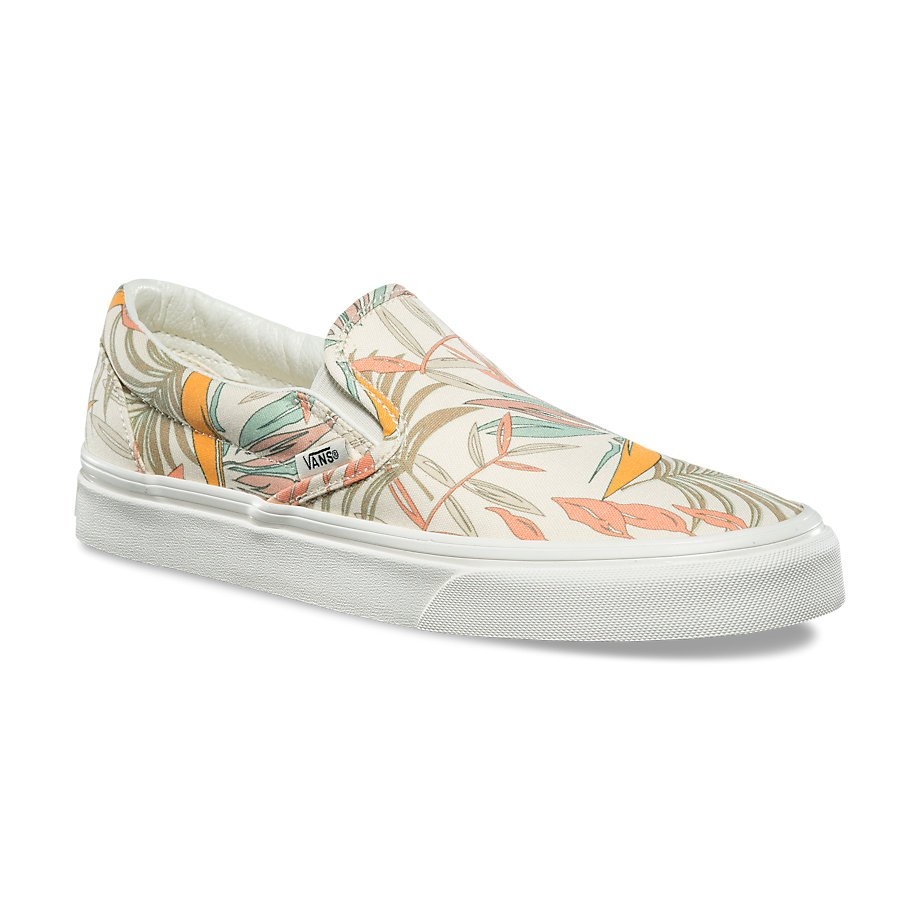 california floral vans slip on