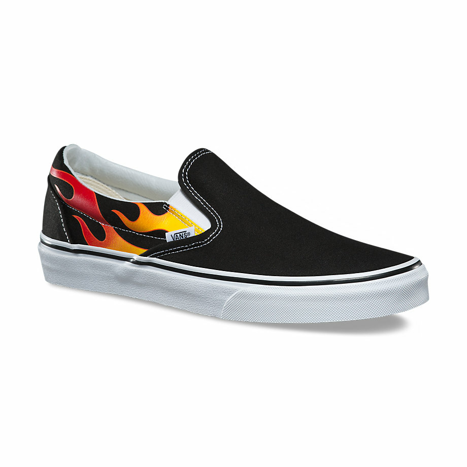 slip on vans flame