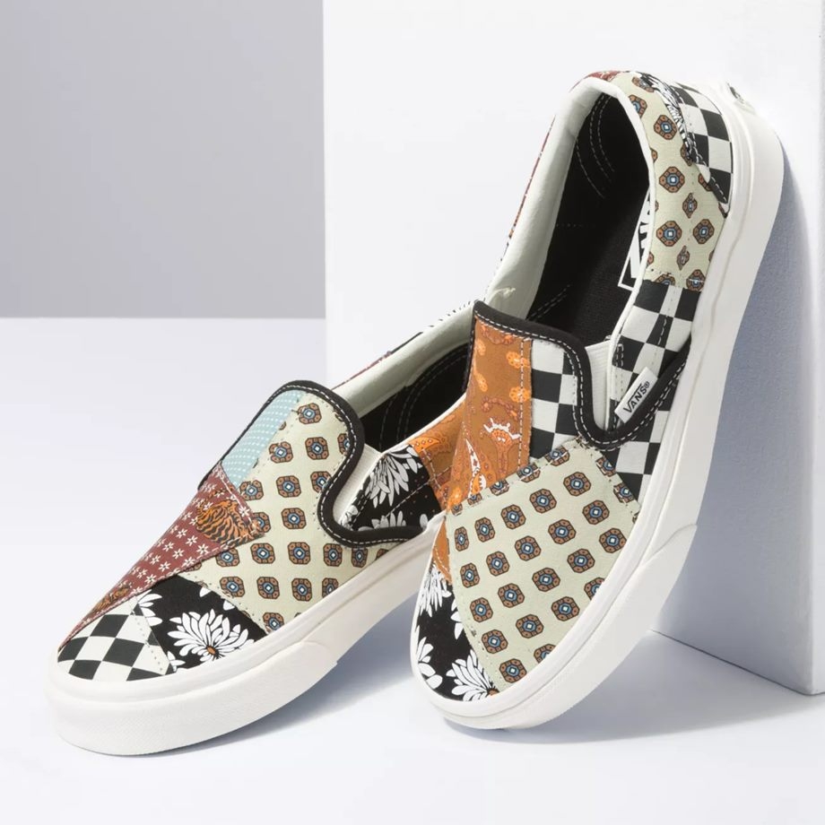 tiger patchwork vans slip on