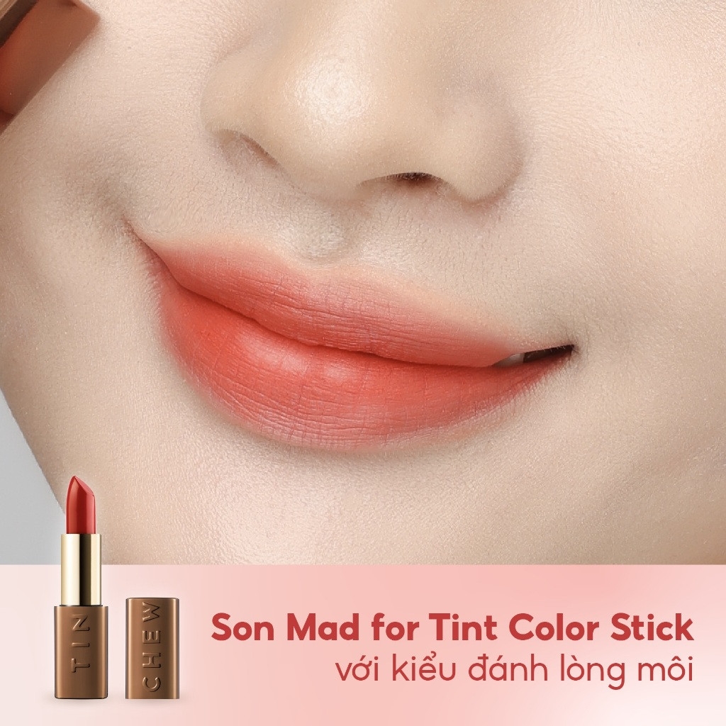 Son Thỏi Lì Dưỡng Mềm Mượt Hàn Quốc Tinchew Mad For Tint Color Stick 3.5g