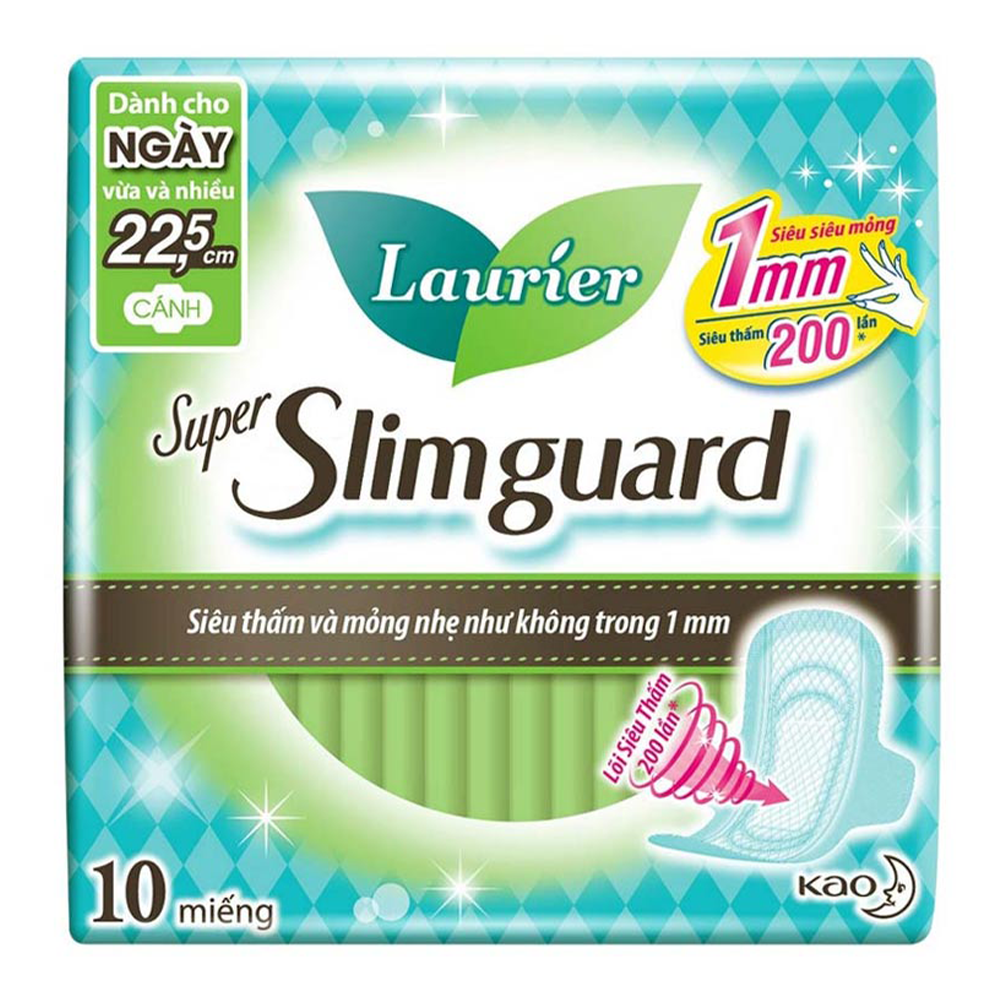 Băng Vệ Sinh Laurier Siêu Mỏng Bảo Vệ 1mm 22.5cm 10 Miếng