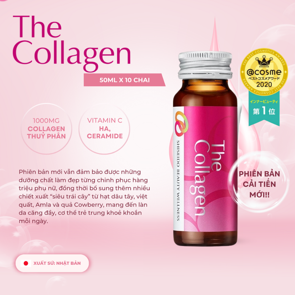 Nước Uống Đẹp Da Shiseido The Collagen Hộp 10 Lọ (Mẫu Mới)