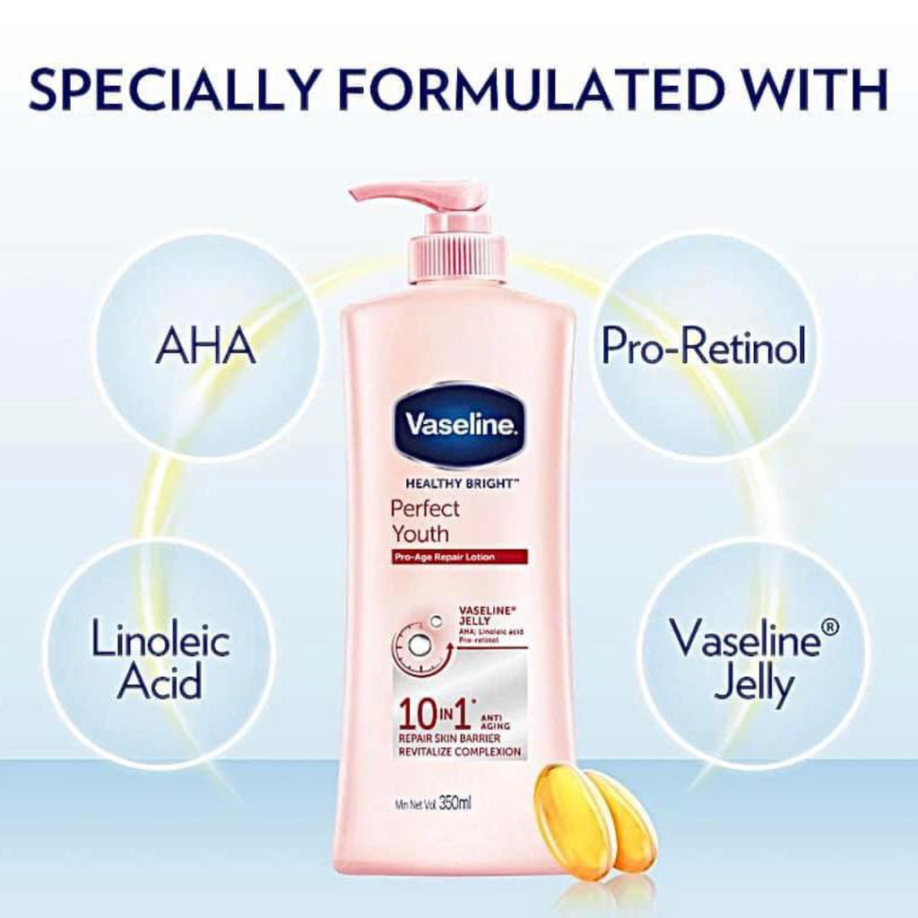 Dưỡng Thể Ngăn Ngừa Lão Hoá Vaseline Perfect Youth Pro-Age Repair 350ml