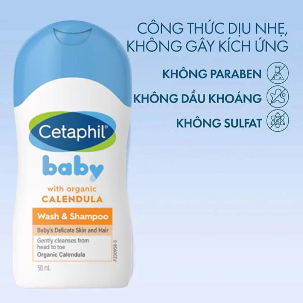 Sữa Tắm Gội Cetaphil Baby Wash & Shampoo With Organic Calendula 50ml